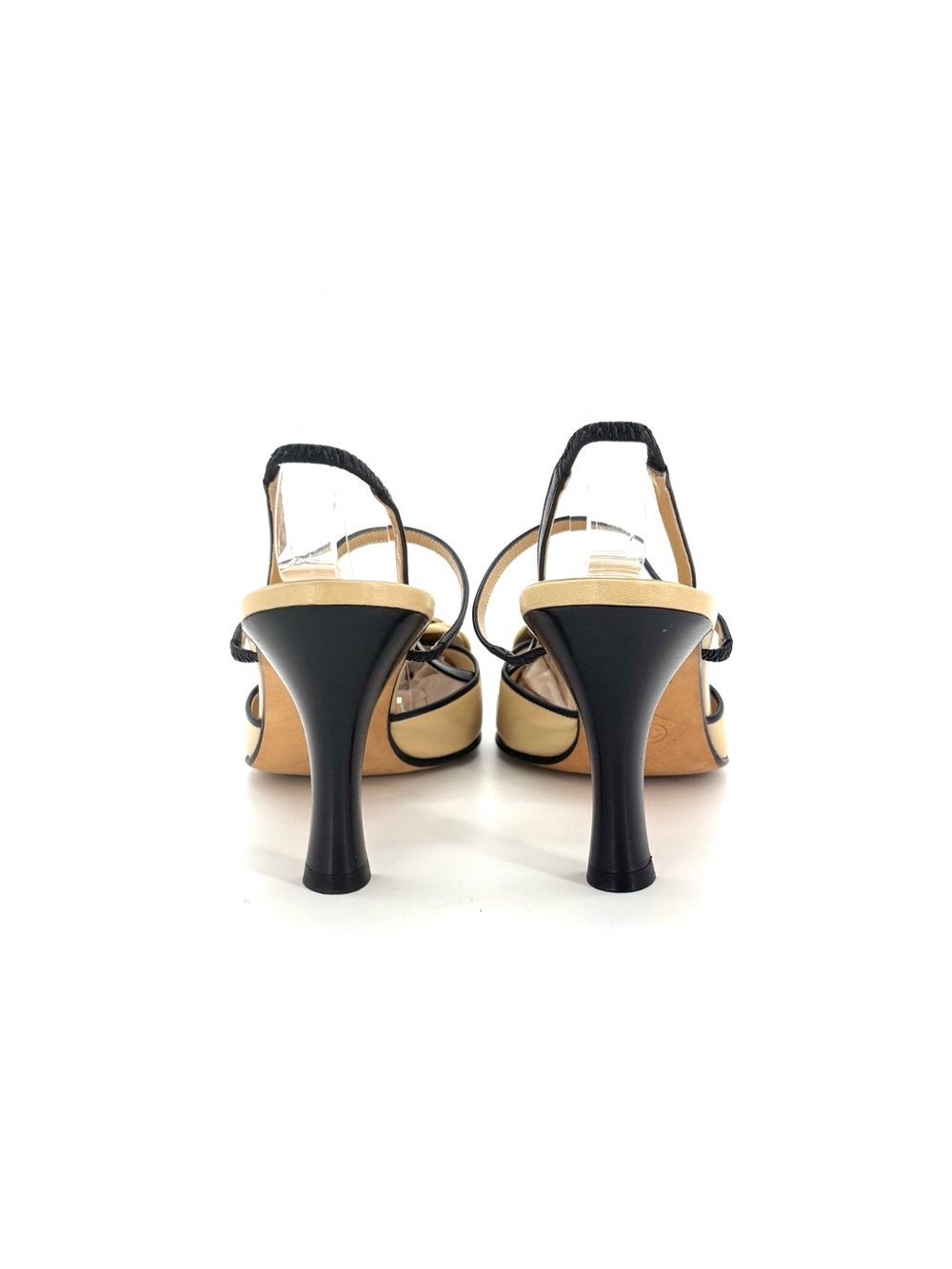 Chanel Vintage Camellia Flower CC Logo Cap Toe Slingback Pumps 38 - Picture 3 of 9